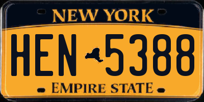 NY license plate HEN5388
