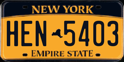 NY license plate HEN5403