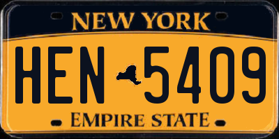 NY license plate HEN5409