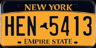 NY license plate HEN5413