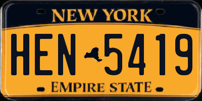 NY license plate HEN5419