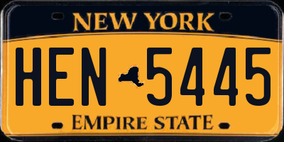 NY license plate HEN5445