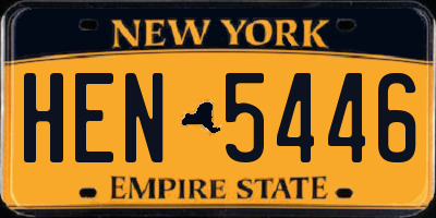 NY license plate HEN5446