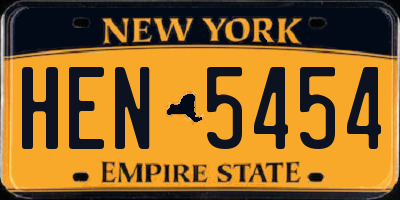 NY license plate HEN5454