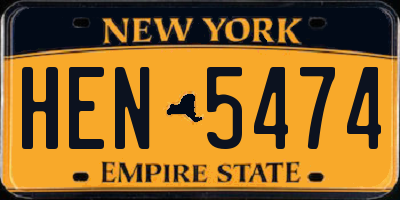 NY license plate HEN5474