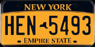 NY license plate HEN5493