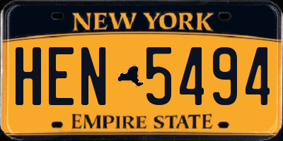 NY license plate HEN5494