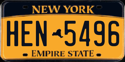NY license plate HEN5496