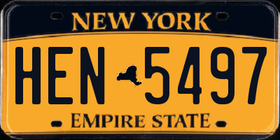 NY license plate HEN5497