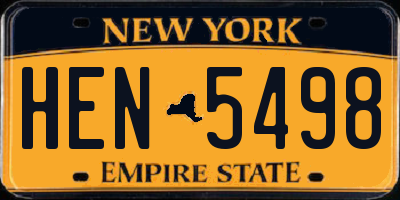 NY license plate HEN5498