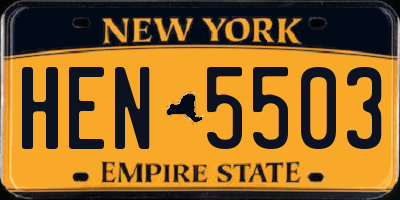 NY license plate HEN5503