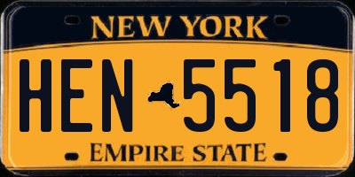 NY license plate HEN5518