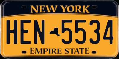 NY license plate HEN5534