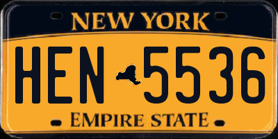 NY license plate HEN5536