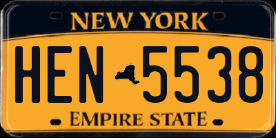 NY license plate HEN5538