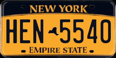 NY license plate HEN5540