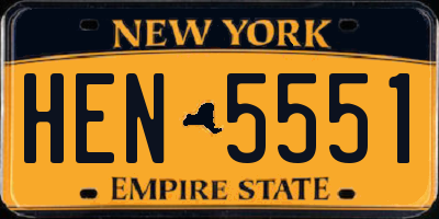 NY license plate HEN5551
