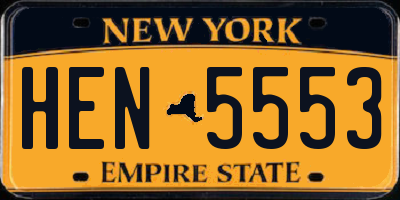 NY license plate HEN5553