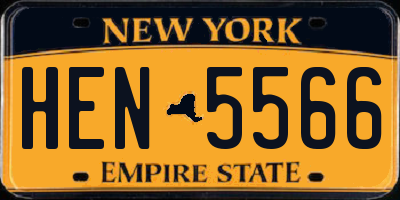 NY license plate HEN5566