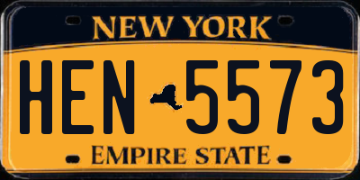 NY license plate HEN5573