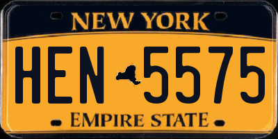 NY license plate HEN5575