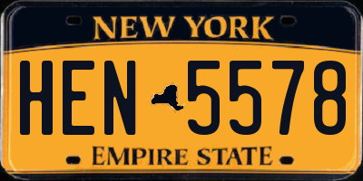 NY license plate HEN5578