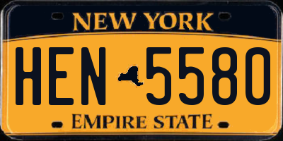 NY license plate HEN5580