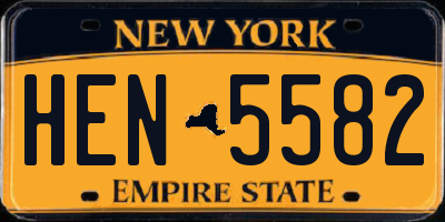 NY license plate HEN5582
