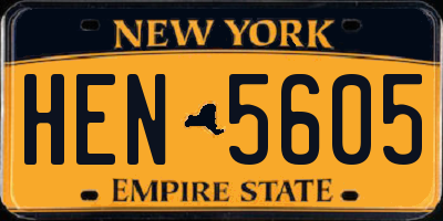 NY license plate HEN5605
