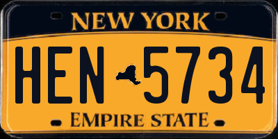 NY license plate HEN5734