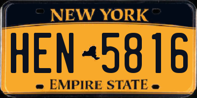 NY license plate HEN5816