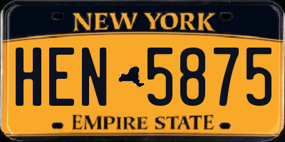 NY license plate HEN5875