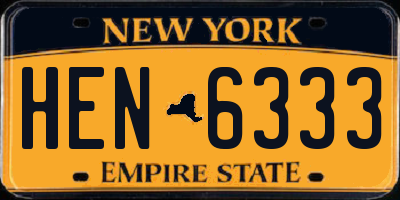 NY license plate HEN6333