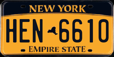 NY license plate HEN6610