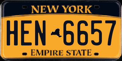 NY license plate HEN6657