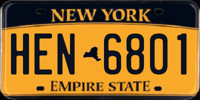 NY license plate HEN6801