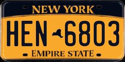 NY license plate HEN6803