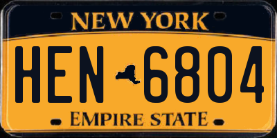 NY license plate HEN6804