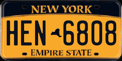 NY license plate HEN6808