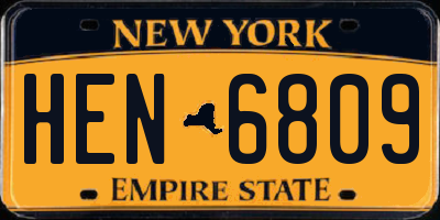 NY license plate HEN6809
