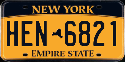 NY license plate HEN6821