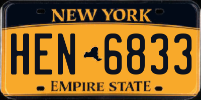 NY license plate HEN6833