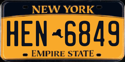 NY license plate HEN6849