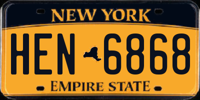 NY license plate HEN6868