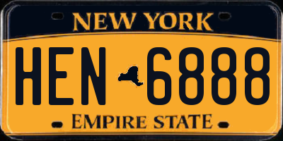 NY license plate HEN6888