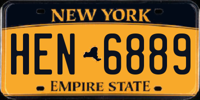 NY license plate HEN6889