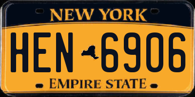 NY license plate HEN6906