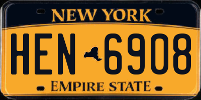 NY license plate HEN6908