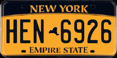 NY license plate HEN6926