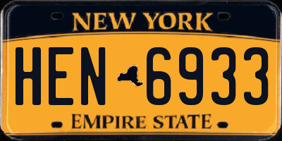 NY license plate HEN6933